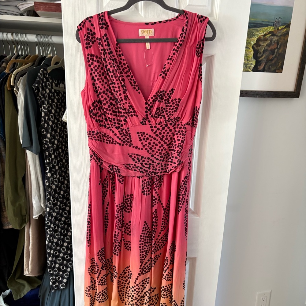 Anthropologie Pink and Black Maxi Dress